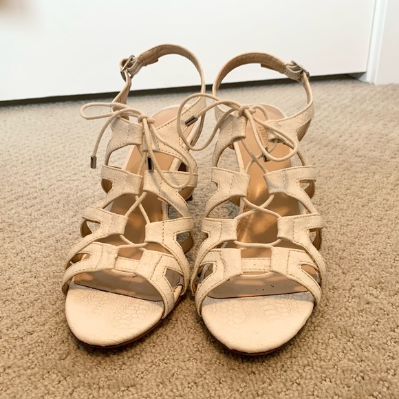 White Lace Up Heels - Picture 7 of 14